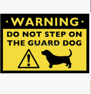 Basset Hound Guard Dog Warning Sticker